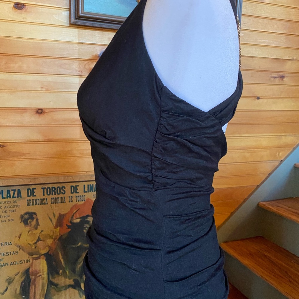 Nicole Miller Cotton Stretch Black Criss Cross Back Dress wedding guest - Picture 6 of 8